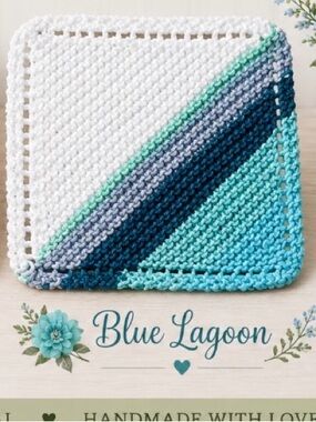 Bundle of 3 “Blue Lagoon” Knit Dishcloths